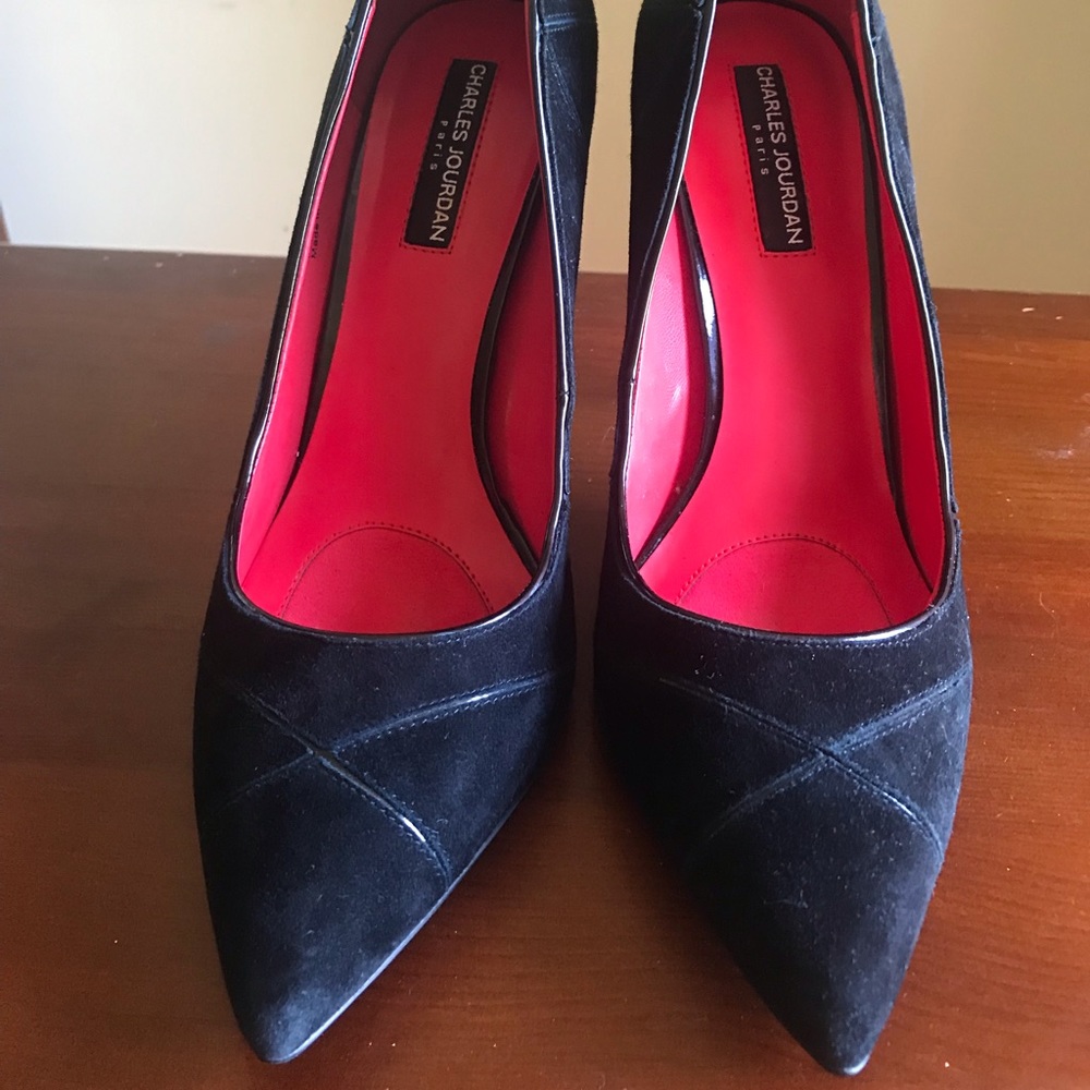 Charles Jourdan Paris black suede stilettos 10M